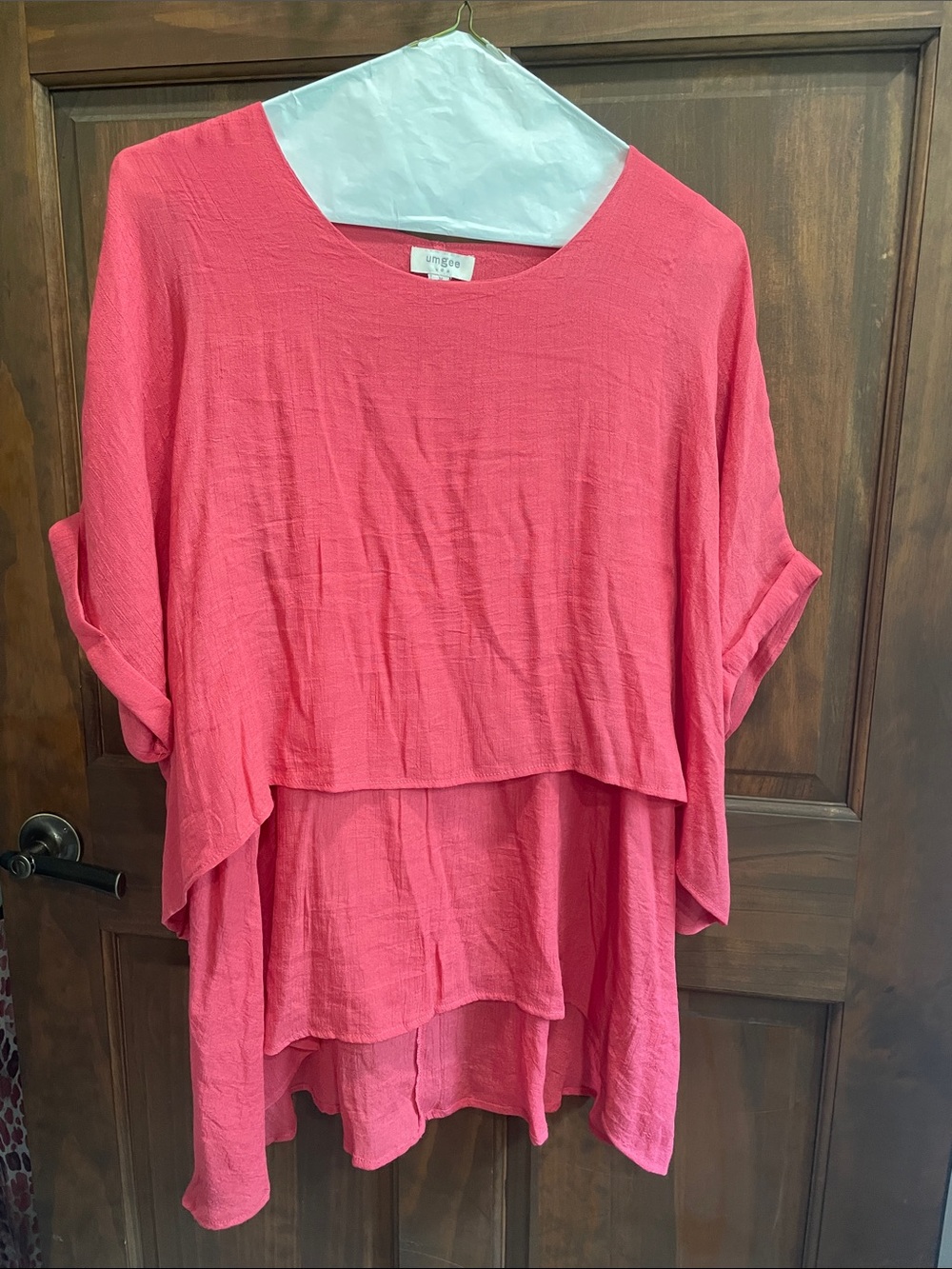 Umgee Layered Tunic in Coral Pink NWOT